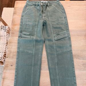 Altar'd State Olive Green Straight Leg Utility Jeans